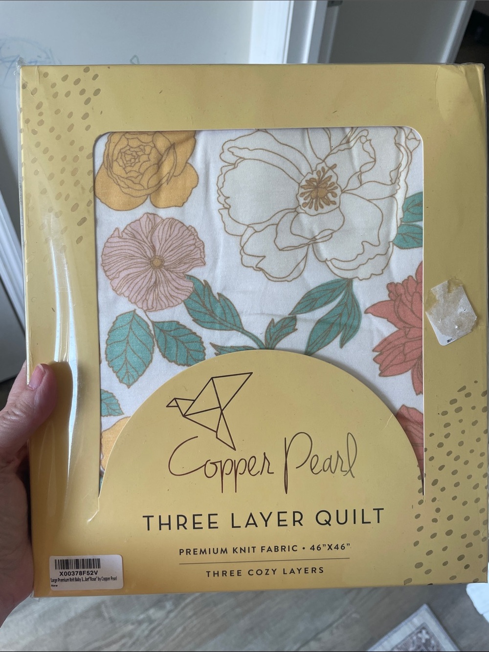 Copper Pearl Floral Three-Layer Quilt - Cream with Teal & Rust Accents